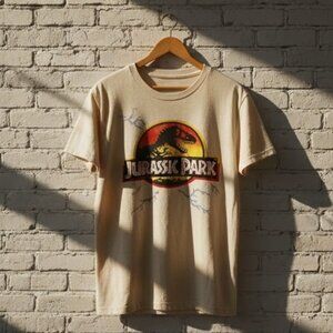 Vintage 90s Dinosaur Adventure Movie Graphic T-Shirt Boxy Fit Unisex